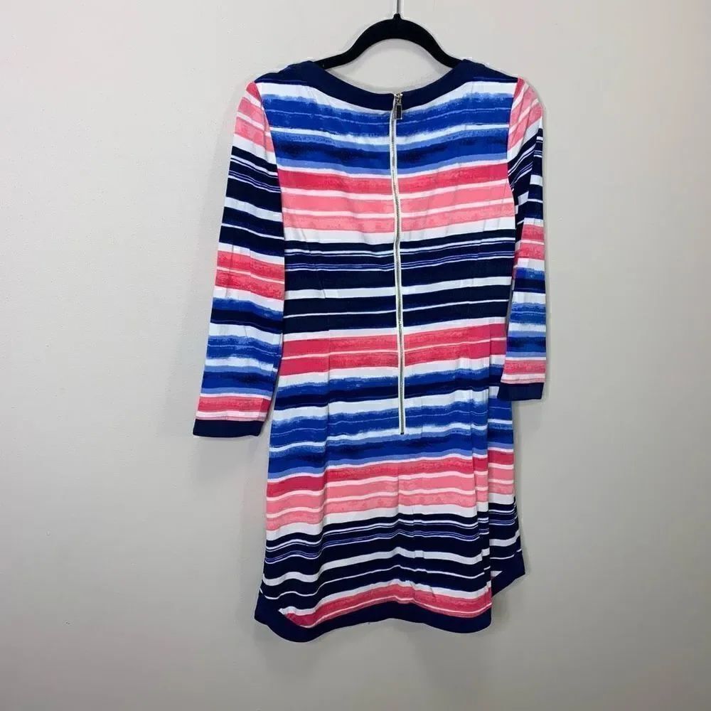 Vince Camuto Striped Dress Size 10 Zipper Back Pink and Blue (q1) - Picture 7 of 9